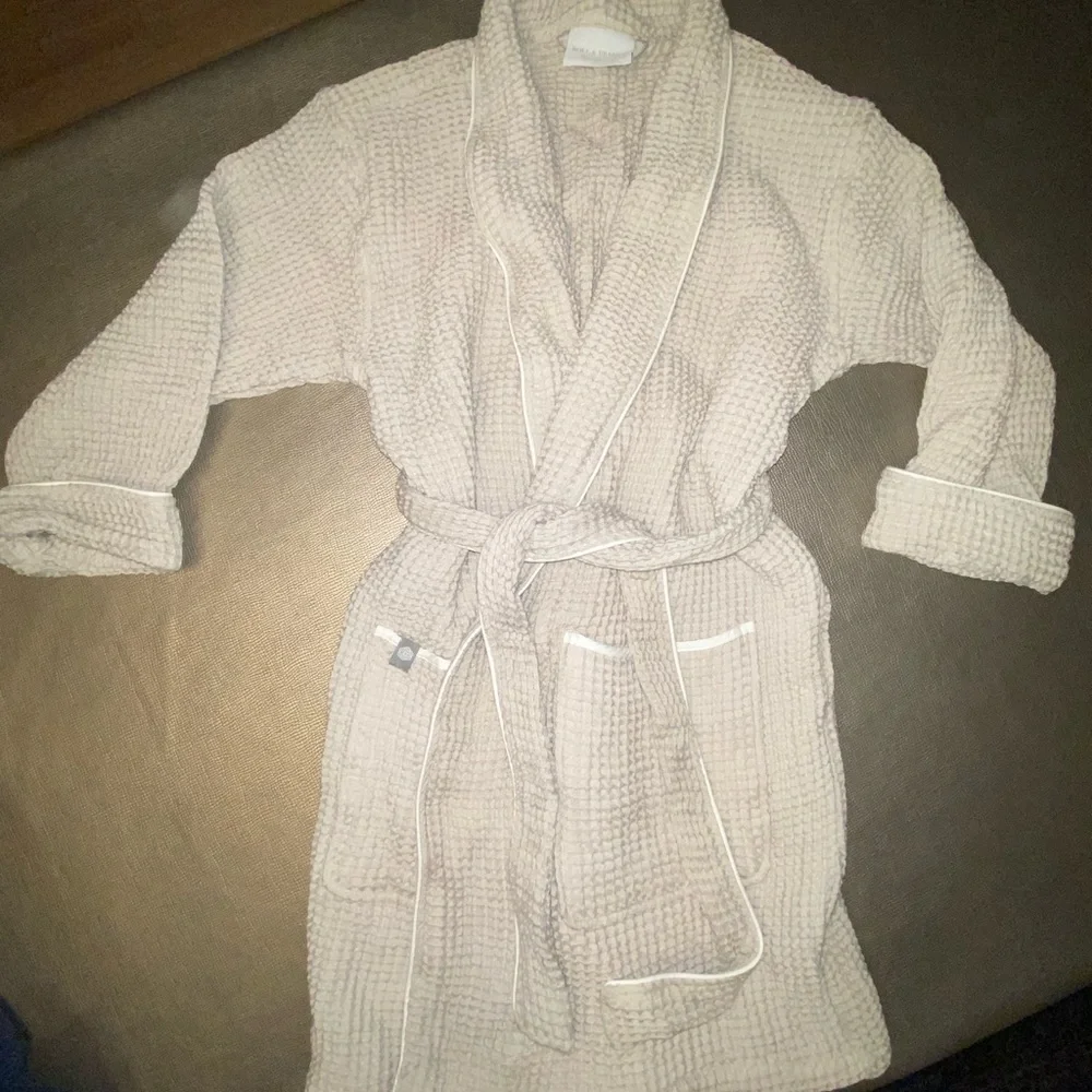 Boll & Branch organic cotton waffle knit Womens robe size L - Picture 5 of 9